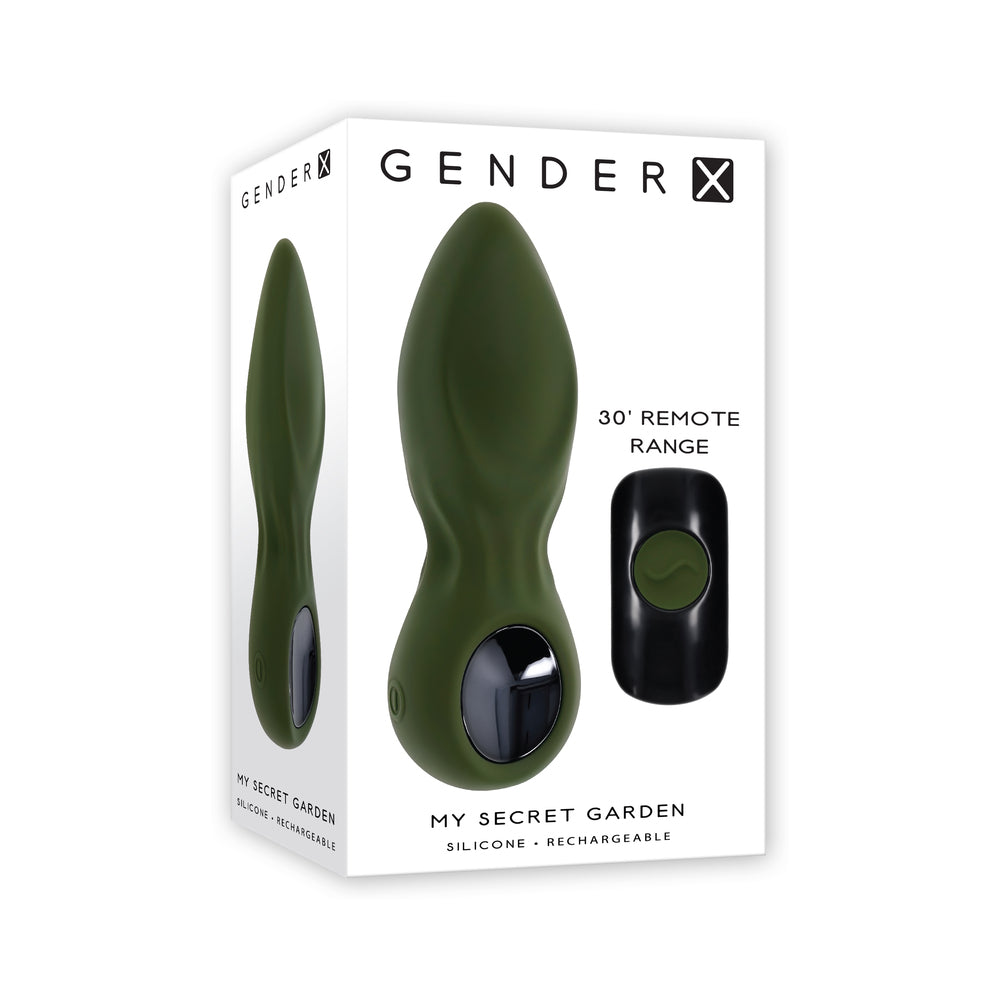 Gender X My Secret Garden Rechargeable Vibrating Anal Plug with Remote Silicone Green-0