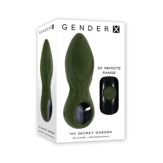 Gender X My Secret Garden Rechargeable Vibrating Anal Plug with Remote Silicone Green-0