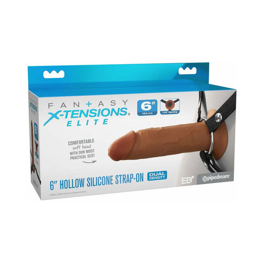 Fantasy X-Tensions Elite Hollow Silicone Strap-On 6 in. Brown-0