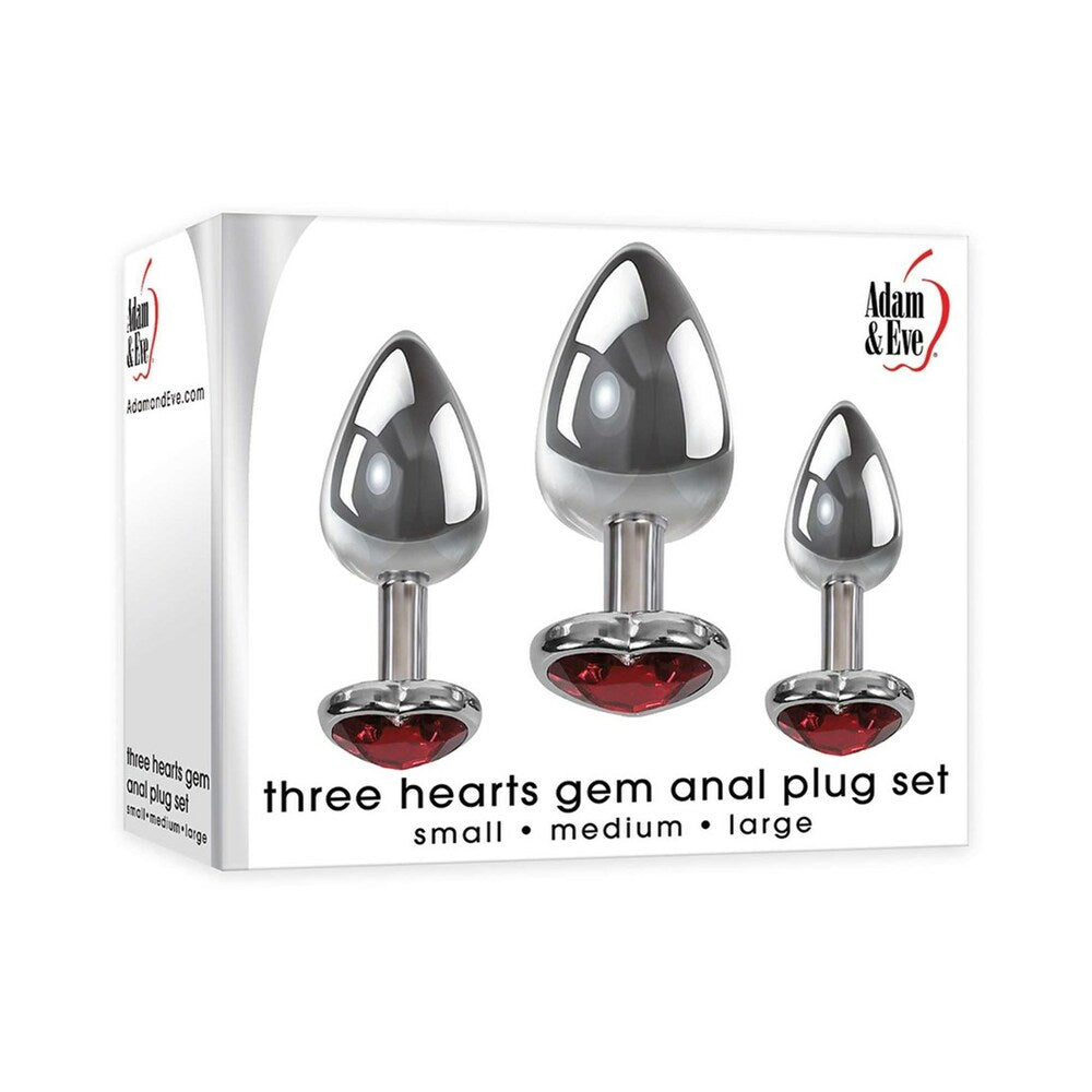 Adam & Eve Three Hearts Gem Anal Plug Set-0