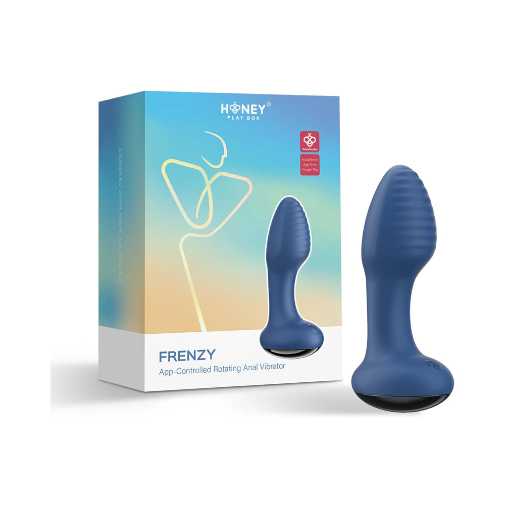 Honey Play Box Frenzy Pressure Sensing App-Controlled Rotating Butt Plug Blue-0