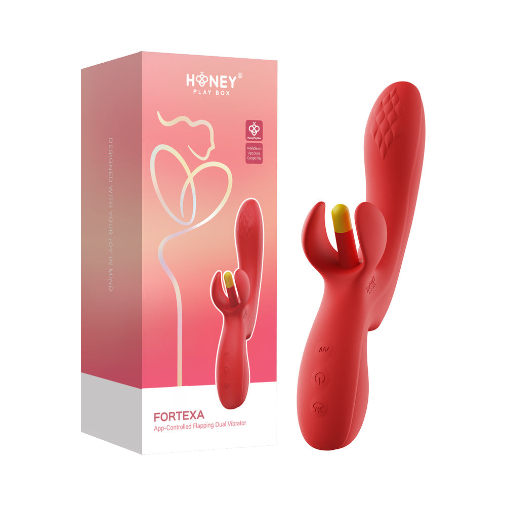 Honey Play Box Fortexa App-Controlled Kinky Finger Flapping Dual Stimulator Red-0