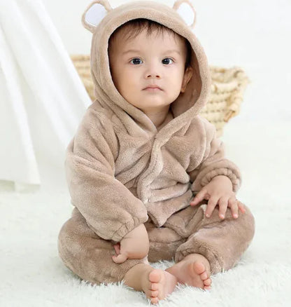 Flannel Bear Hooded Romper for Kids