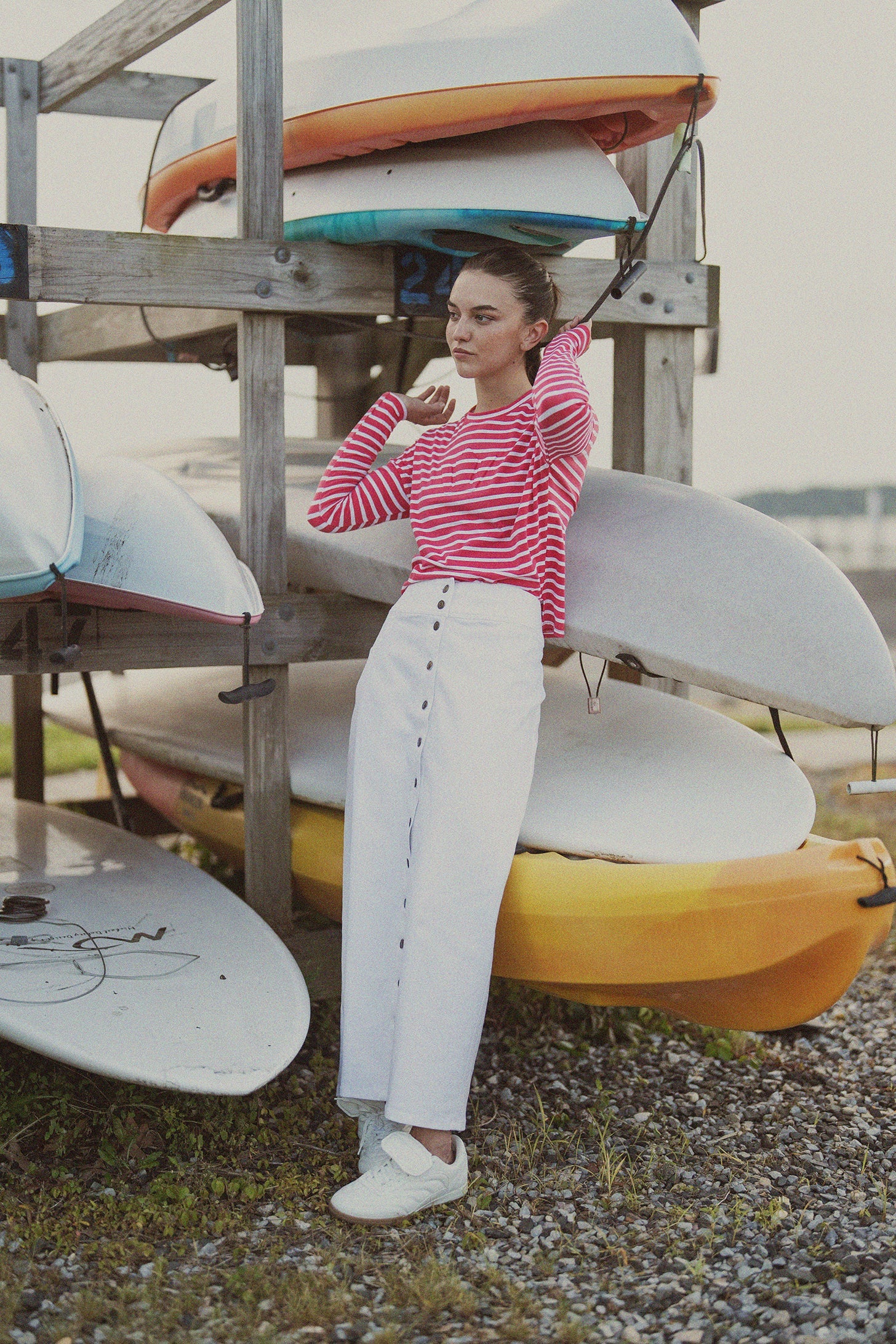 Button Down Denim Skirt-White-0