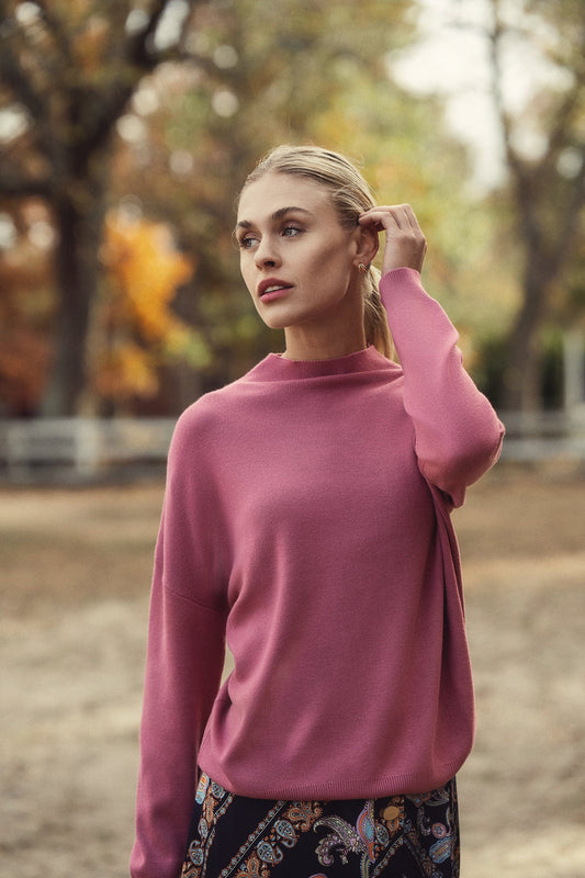 Oversized Soft Knit Sweater-Rose-0