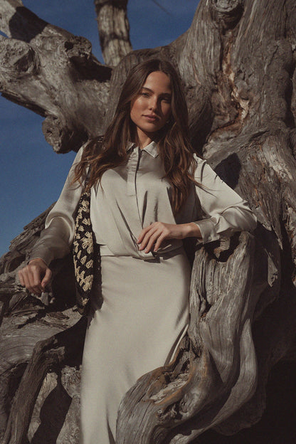 Faux Satin A-Line Skirt-Celery Green-3