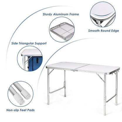 Height Adjustable Folding Camping  Table-Gray-3