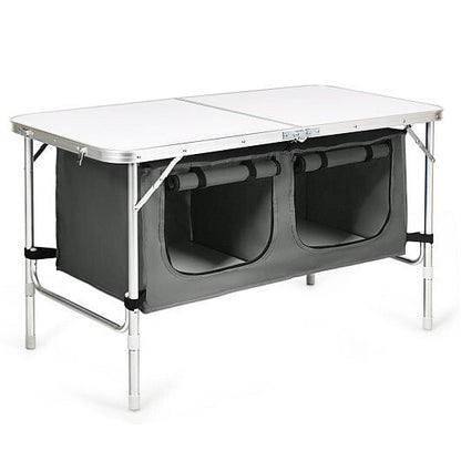 Height Adjustable Folding Camping  Table-Gray-1