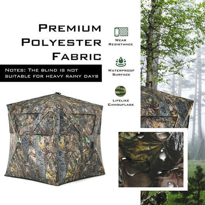 3 Person Portable Pop-Up Ground Hunting Blind with Tie-downs-3