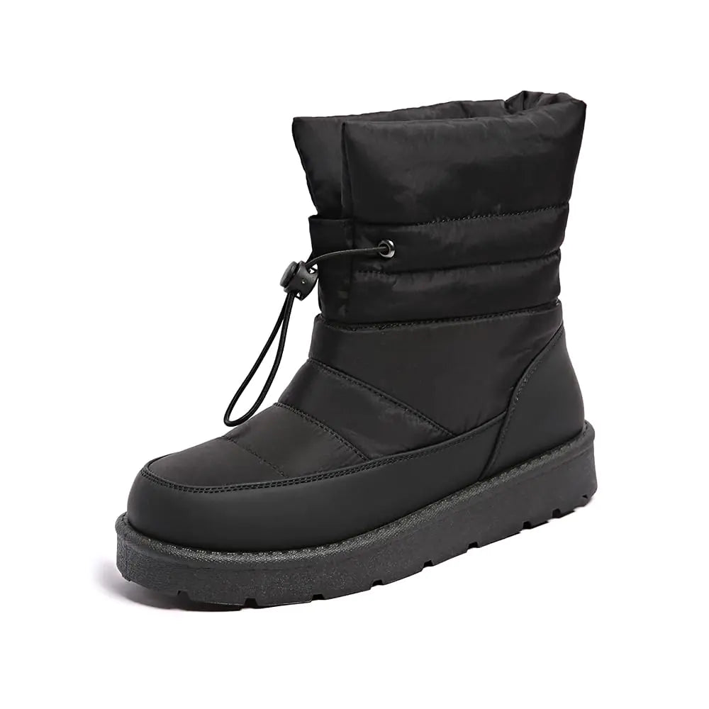 CARLKARIDA Womens Waterproof Mid-Calf Snow Boots Non-Slip Lace-up Winter Combat Boots