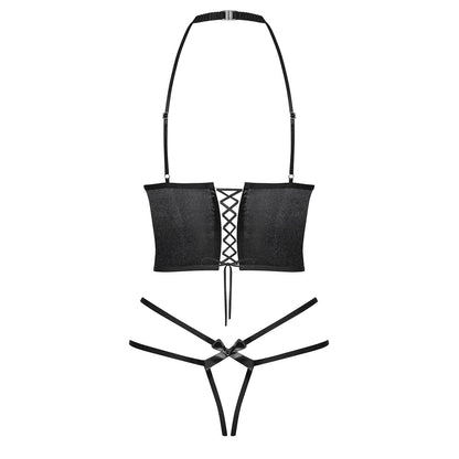 Sexy Open Cup Corset & String Obsessive Delishya Black-3