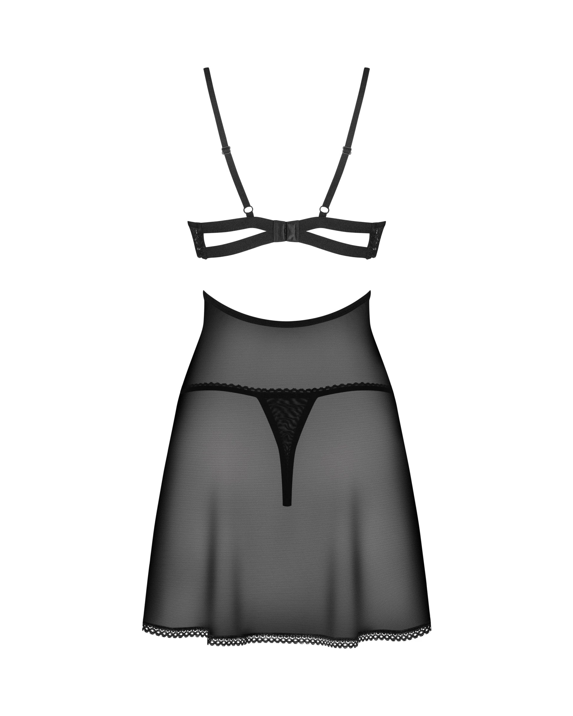 Sheer Lace Babydoll Skirt & String Panty Set Obsessive Nutris-3