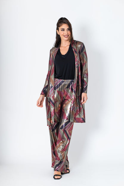 Conjunto de pantalón y chaqueta de brillo especial fiestas fuxia-1