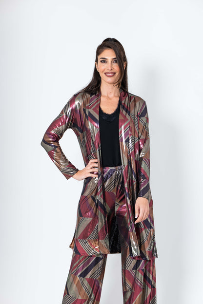 Conjunto de pantalón y chaqueta de brillo especial fiestas fuxia-2