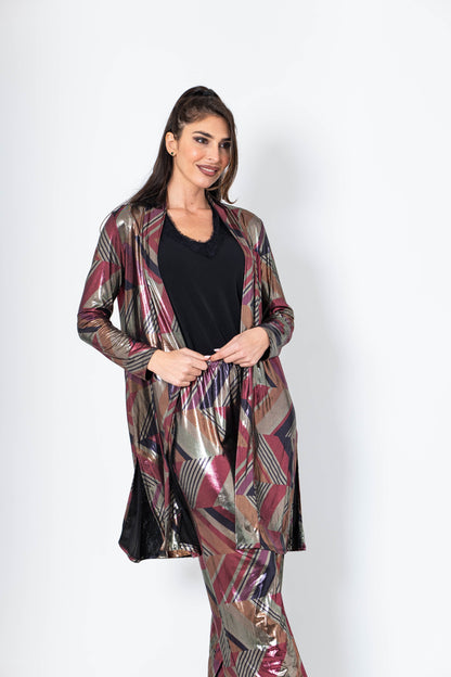 Conjunto de pantalón y chaqueta de brillo especial fiestas fuxia-3