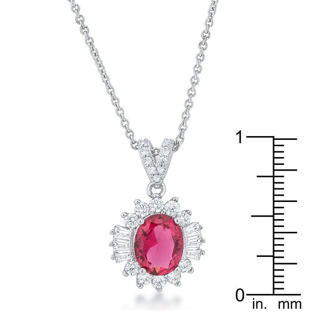 Chrisalee 3.2ct Ruby CZ Rhodium Classic Drop Necklace-2