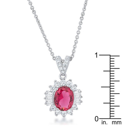 Chrisalee 3.2ct Ruby CZ Rhodium Classic Drop Necklace-2