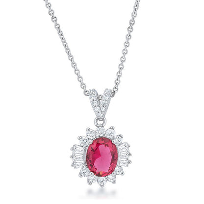 Chrisalee 3.2ct Ruby CZ Rhodium Classic Drop Necklace-0