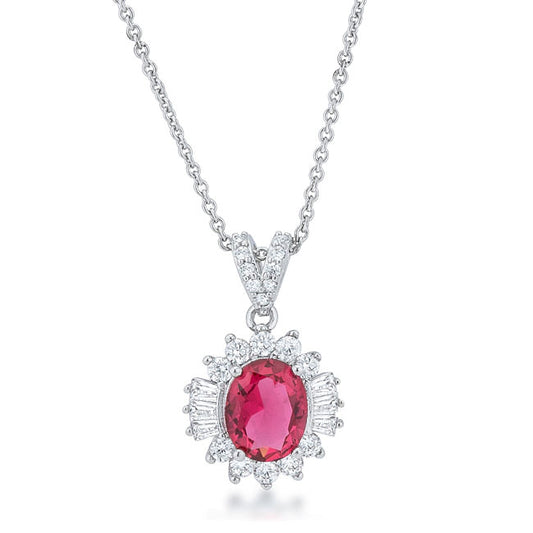 Chrisalee 3.2ct Ruby CZ Rhodium Classic Drop Necklace-0