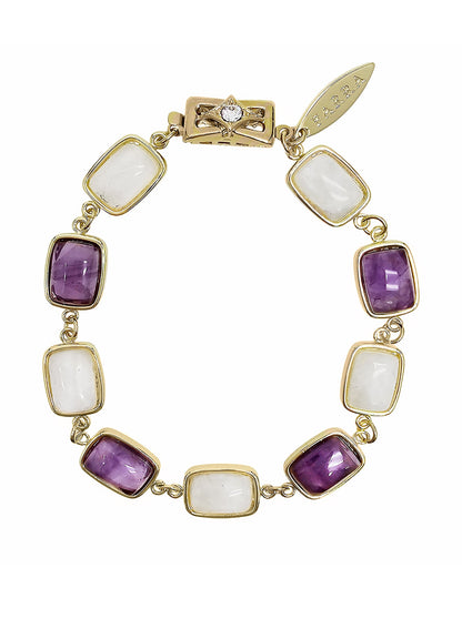 Amethyst And Moonstone Box Clasp Bracelet PB004-1