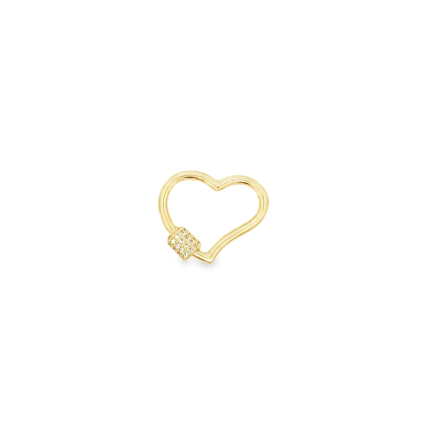 Gold Filled Heart-Shaped Carabiner Lock Screw Clasp with CZ Stones (XX14)-0