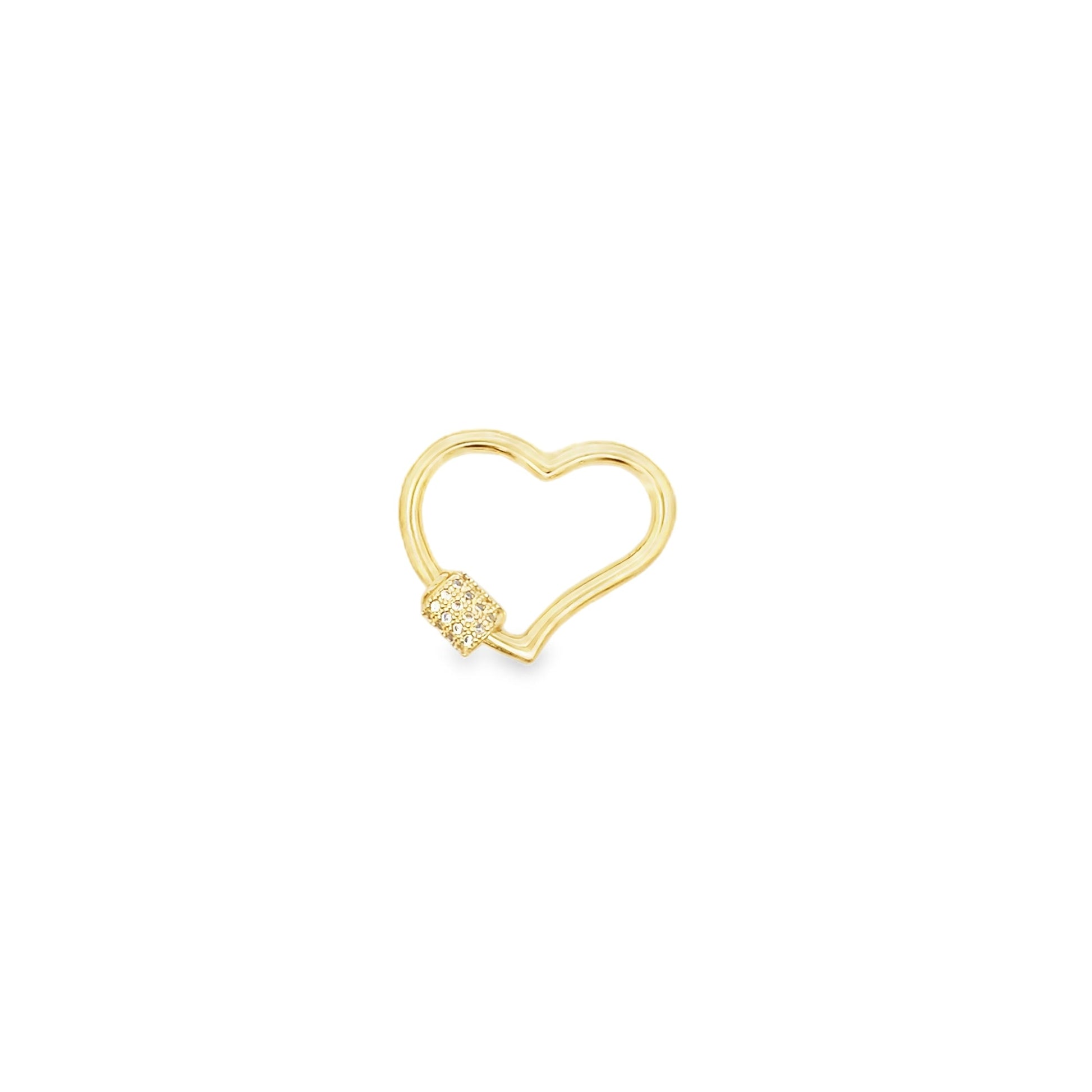 Gold Filled Heart-Shaped Carabiner Lock Screw Clasp with CZ Stones (XX14)-0