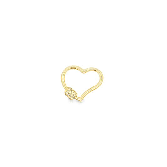 Gold Filled Heart-Shaped Carabiner Lock Screw Clasp with CZ Stones (XX14)-0