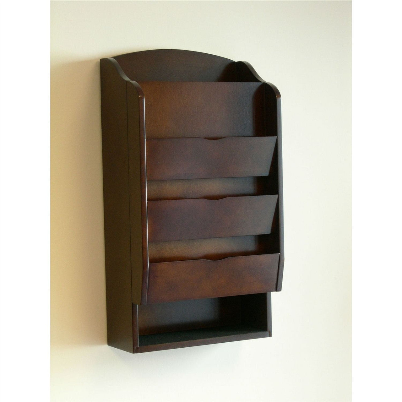 Door / Wall Mount Organizer Letter Holder Mail Sorter in Dark Walnut-2