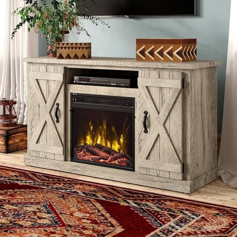 FarmHouse Rustic Pine TV Entertainment Electric Fireplace-0