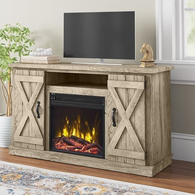 FarmHouse Rustic Pine TV Entertainment Electric Fireplace-1