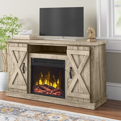FarmHouse Rustic Pine TV Entertainment Electric Fireplace-1