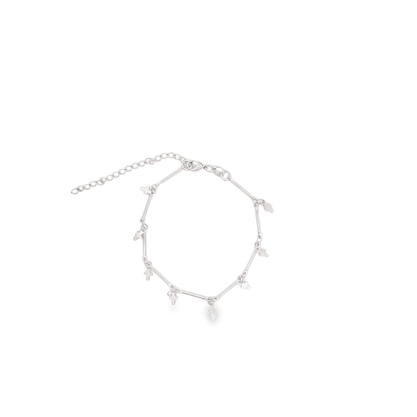 Bar Link Tiny Dangle Cross Charm Bracelet (H260A/E280/I352A)-1