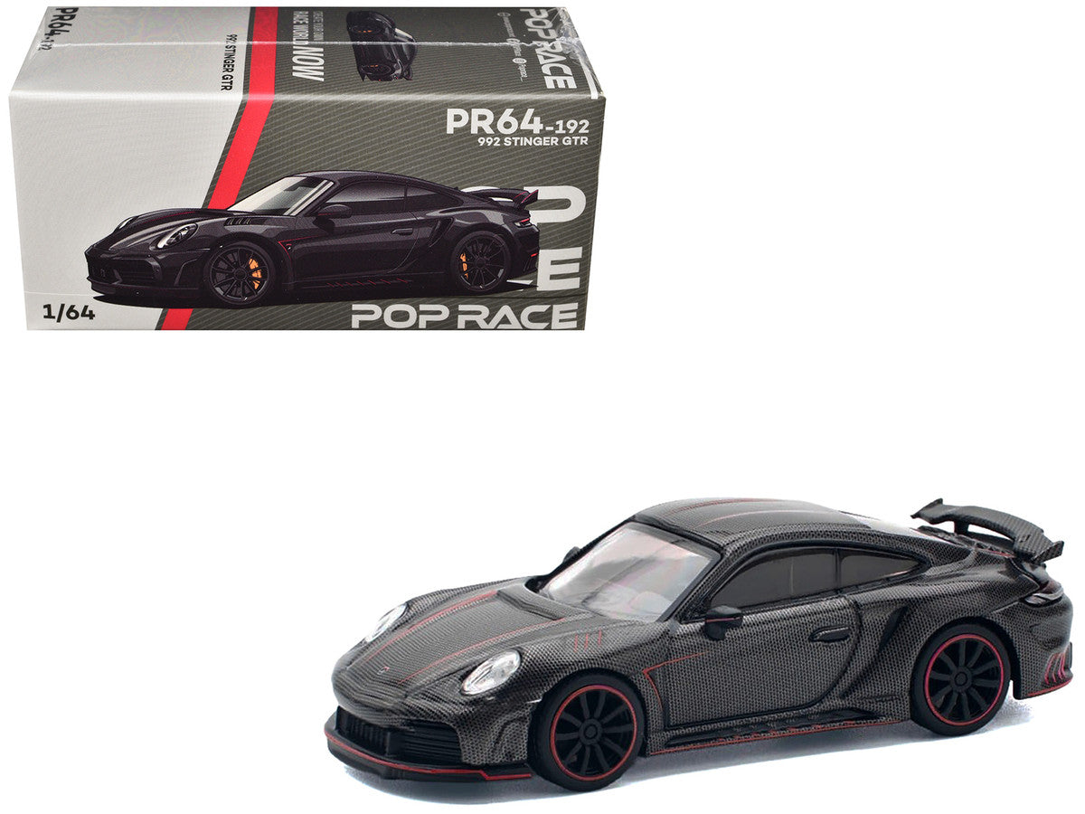 992 Stinger GTR Carbon Edition with Red Accents 1/64 Diecast Model Car by Pop Race-3