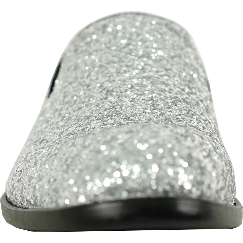 BRAVO Men Dress Shoe PROM-8 Loafer Shoe for Prom & Wedding Silver-1