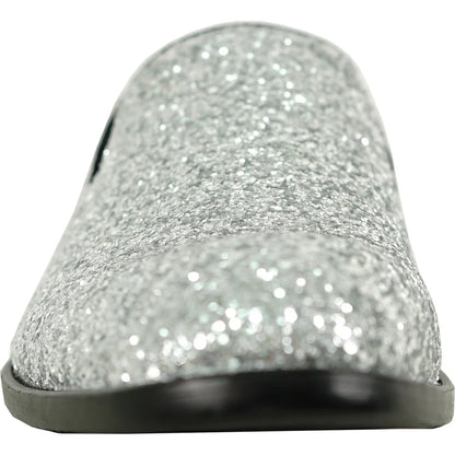 BRAVO Men Dress Shoe PROM-8 Loafer Shoe for Prom & Wedding Silver-1