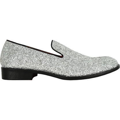 BRAVO Men Dress Shoe PROM-8 Loafer Shoe for Prom & Wedding Silver-3