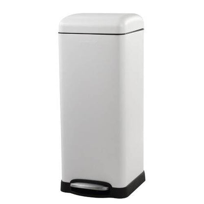 8-Gallon Retro Stainless Steel Step-On Trash Can in White Finish-2