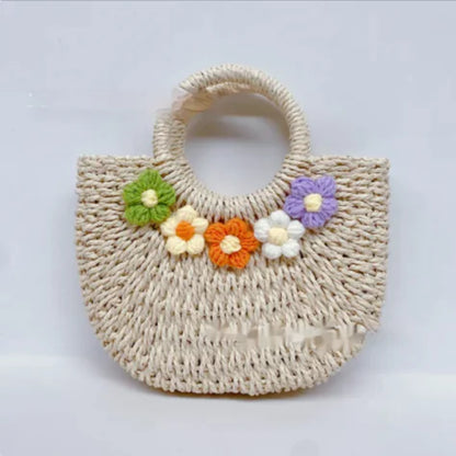 Floral Straw Woven Handbag