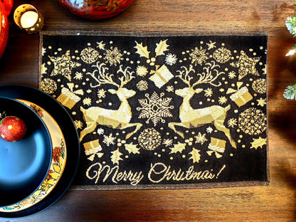 DaDa Bedding Set of 4-Pieces Magical Golden Reindeer Woven Tapestry Dining Table Placemats 13” x 19”-1