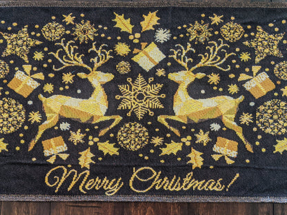 DaDa Bedding Magical Golden Reindeer Woven Tapestry Dining Table Runner (18272)-3