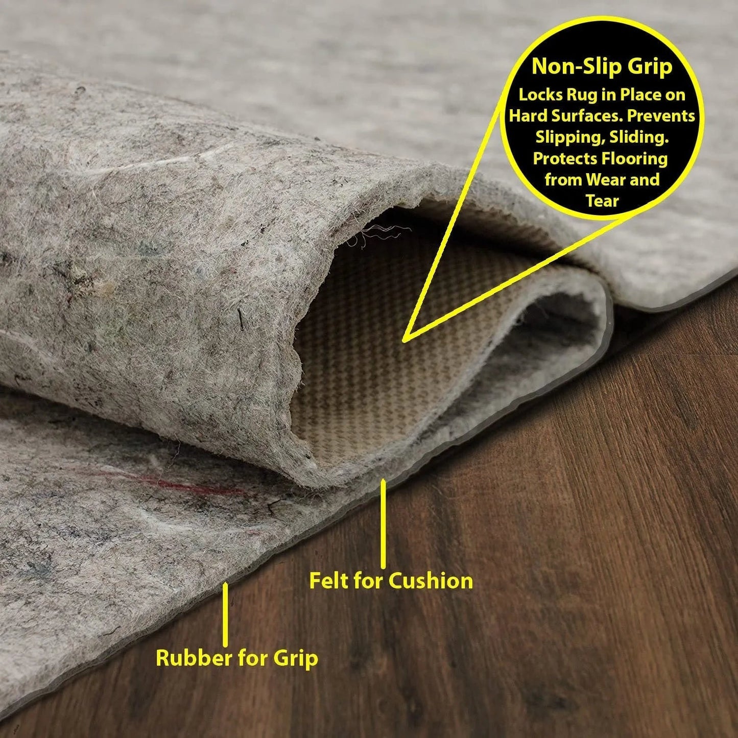 LoomBloom Set of 5 and 10 - 3x5 Dual Surface Felt & Rubber Non-Slip Backing Rug Pad-2