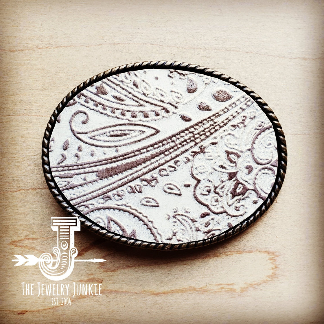 **Rope Edge Oyster Paisley Leather Belt Buckle 901s-0