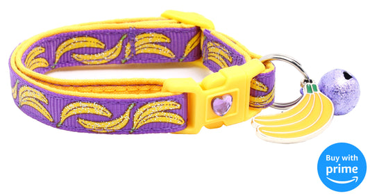 Bananas on Purple Safety Cat Collar-0