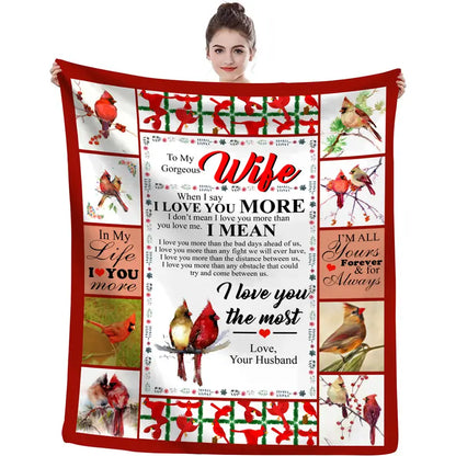 Flannel Bird Blanket for Wife - Warm Cozy Throw