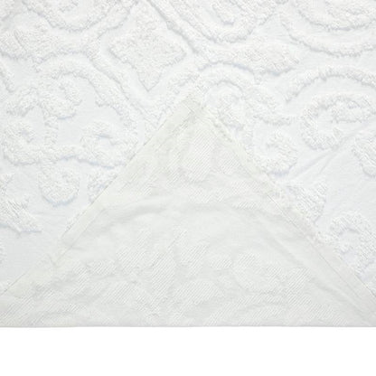Queen Size OverSized 100% Cotton Chenille 3 PCS Coverlet Bedspread Set in White-4