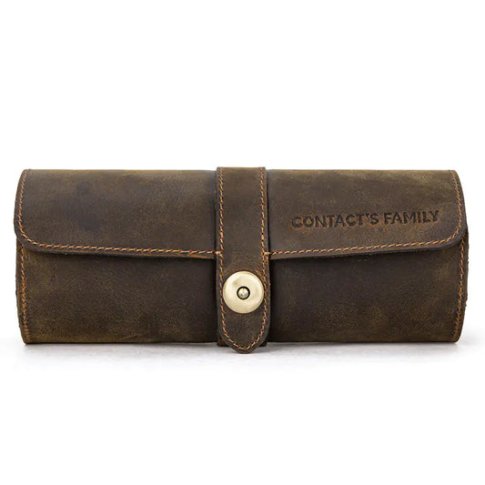 Vintage Crazy Horse Leather Watch Box Set (3 Pieces)