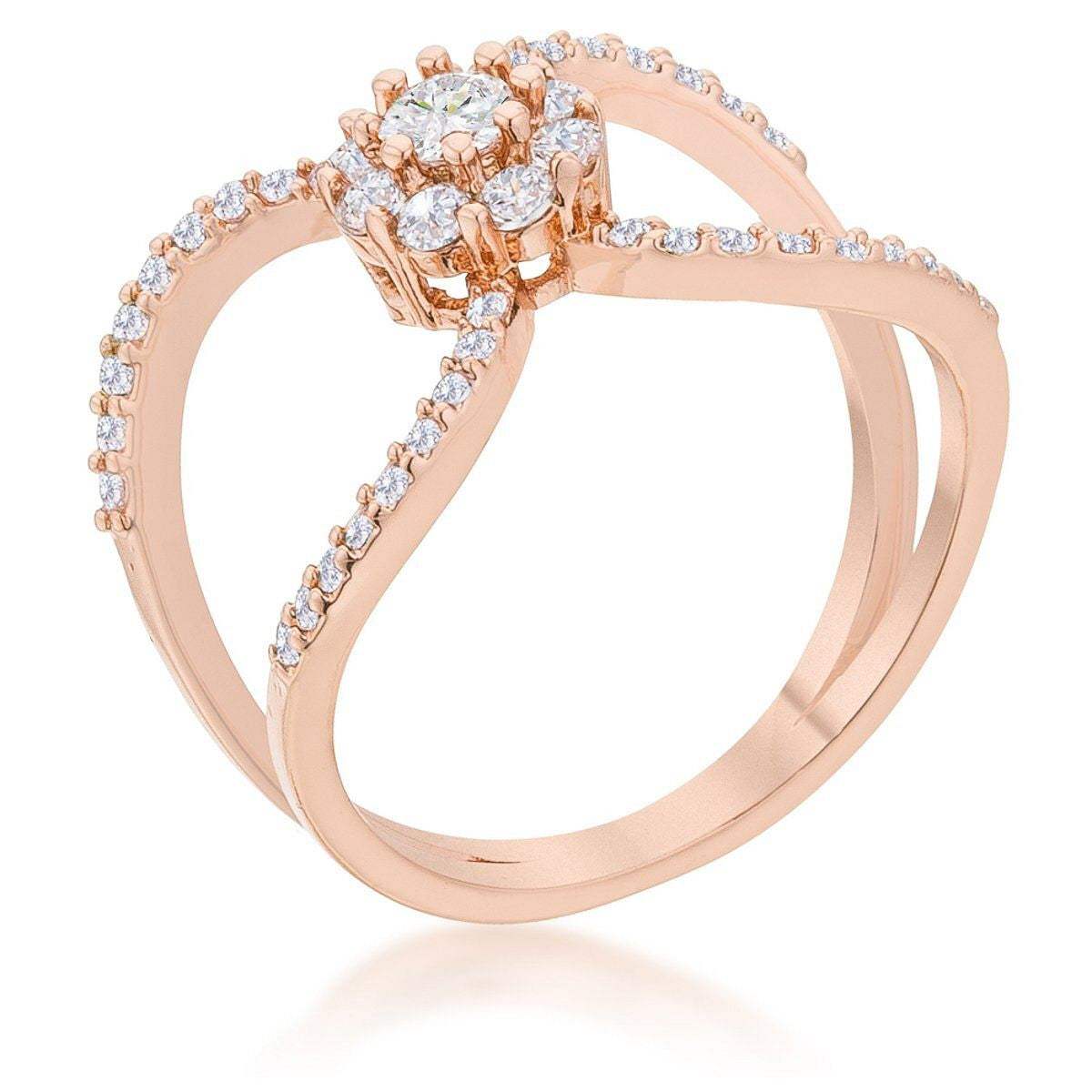 Joyce 0.4ct CZ Rose Gold Delicate Floral Wrap Ring-0