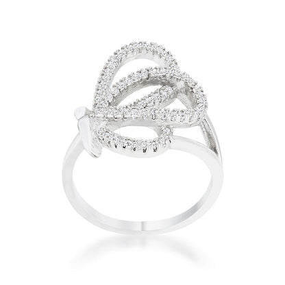 Bea 0.4ct CZ Rhodium Pave Butterfly Ring-1