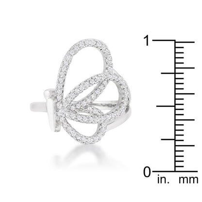 Bea 0.4ct CZ Rhodium Pave Butterfly Ring-3