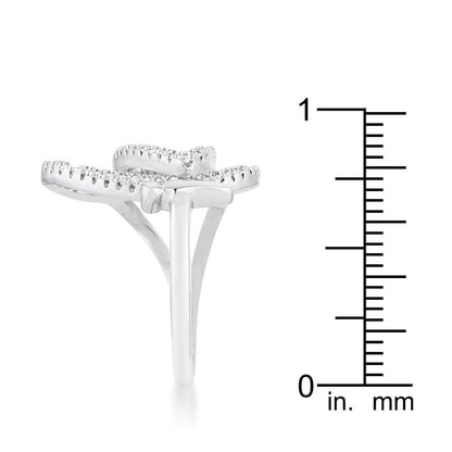 Bea 0.4ct CZ Rhodium Pave Butterfly Ring-4
